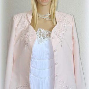 Embroidered Blazer Tailored Classic Suit Jacket Blush